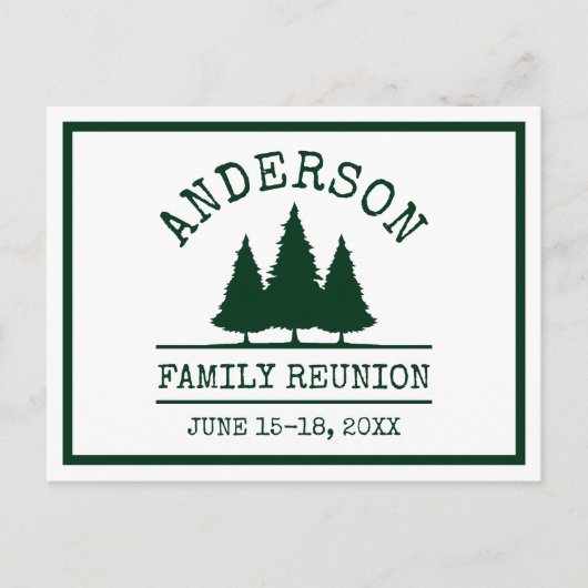 Familie reunion Rustic Green Pine Trees Briefkaart (Voorkant)