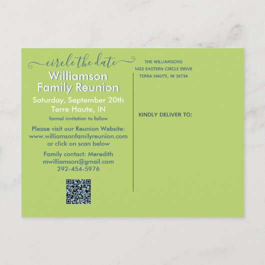 Familie reunion Save the Date Golf Club QR Code Aankondigingskaart (Achterkant)