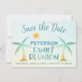 Familie Reunion Strand Palm Tree Tropical Save The Date (Voorkant)