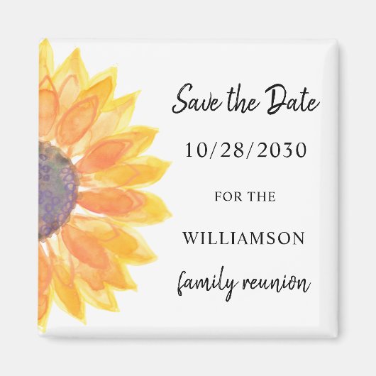 Familie reunion Sunflower Save the Date Magneet (Voorkant)
