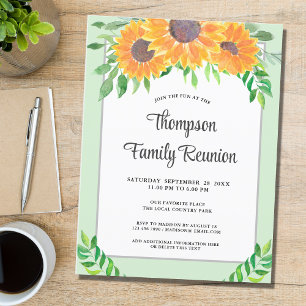 Familie reunion Sunflower Uitnodiging Briefkaart