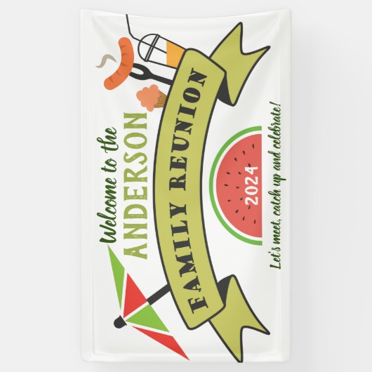 Familie reunion welkomstbanner spandoek (Verticaal)