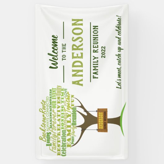 Familie reunion welkomstbanner spandoek (Verticaal)