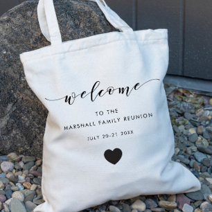 Familie Reunion Welkomsttas, zwarte tekst Tote Bag
