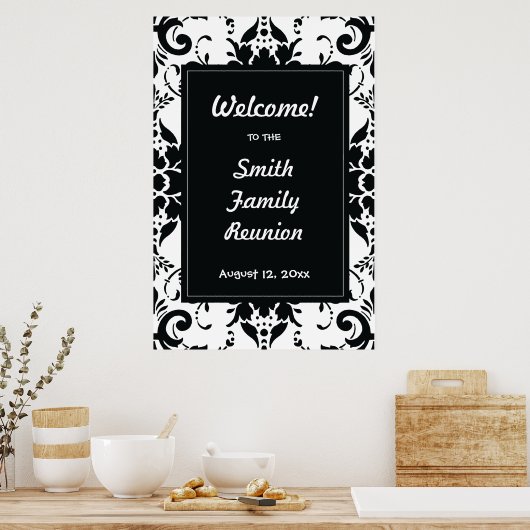 Familie reunion Welkomstteken Damask Poster (Keuken)