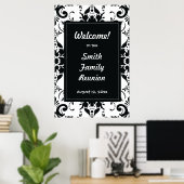 Familie reunion Welkomstteken Damask Poster (Thuiskantoor)