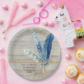 Familie reunion Wood Fence Board w Feather Papieren Bordje (Feest)