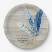 Familie reunion Wood Fence Board w Feather Papieren Bordje (Voorkant)