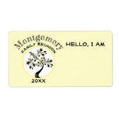 Familie reunion Yellow Moderne Tree Name Tag Etiket (Voorkant)