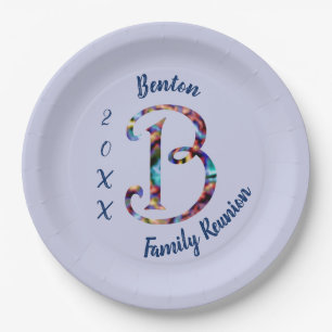 Familie Reunon Retro Stropdas-kleurstof Letter B M Papieren Bordje