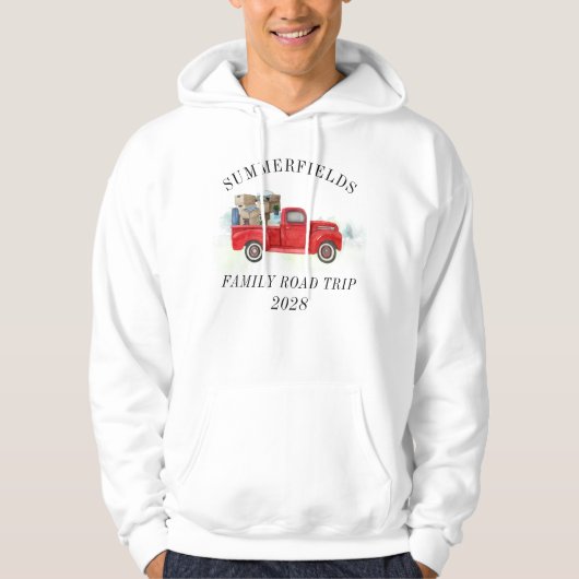 Familie Road Trip Leuke Rode Vrachtwagen Hoodie (Voorkant)