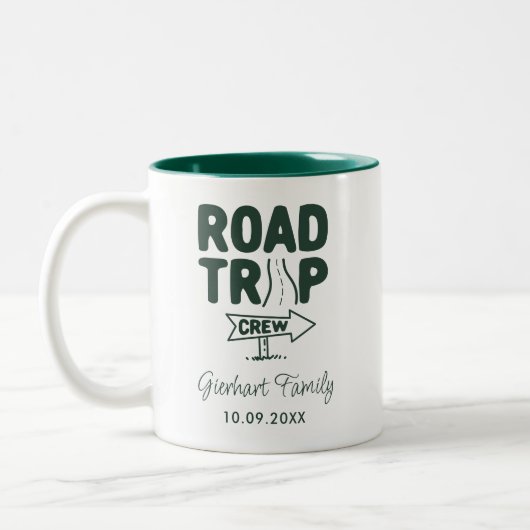 Familie Road Trip Swag Keepsake Custom Tweekleurige Koffiemok (Links)