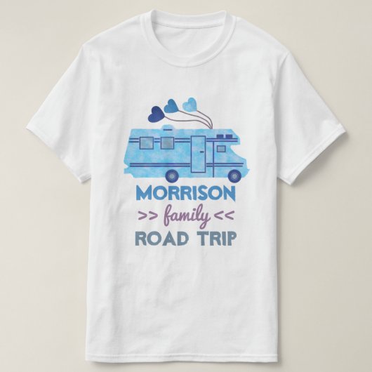 Familie Road Trip Vacking Camper RV Motorhome Naam T-shirt (Design voorkant)
