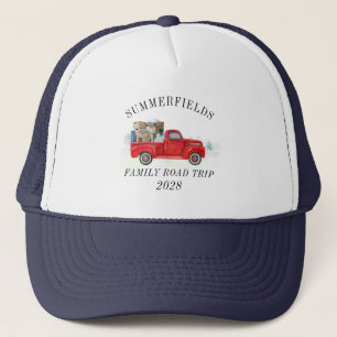 Familie Roadtrip Zomer Vakantie Rode Truck Papa Trucker Pet
