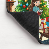 Familie rond de open haard met Kerstmis Muismat (Hoek)