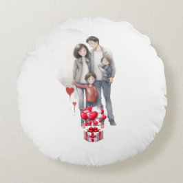 Familie rond kussen