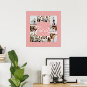 Familie roze elegante moderne minimale fotocollage poster (Thuiskantoor)