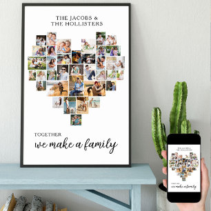 Familie Samen Liefde Hartvorm 36 Fotocollage Poster