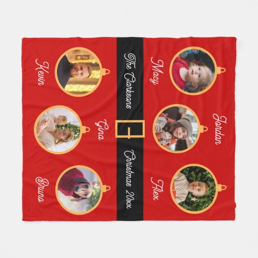 Familie Santa Belt Aangepaste foto's Vakantie Fleece Deken (Voorkant (Horizontaal))