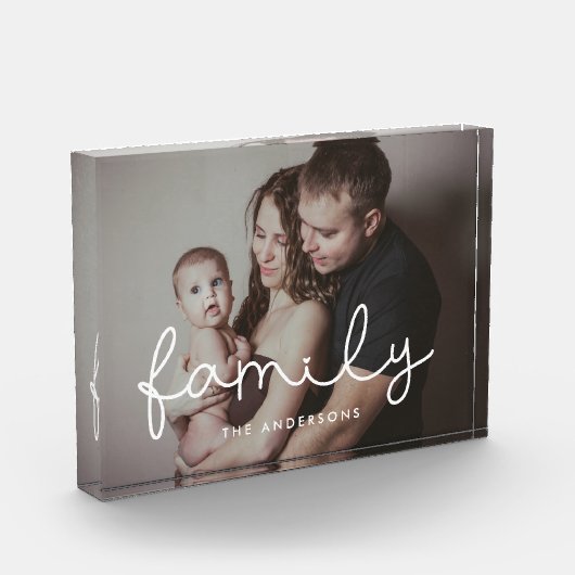 Familie schattig grillig script familie fotoblokken (Links)