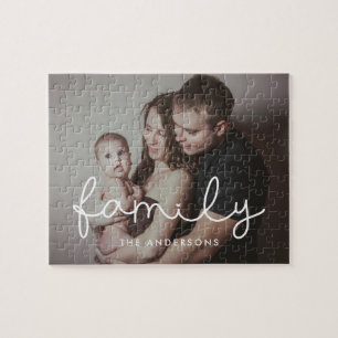 Familie schattig whimsical script afbeelding legpuzzel