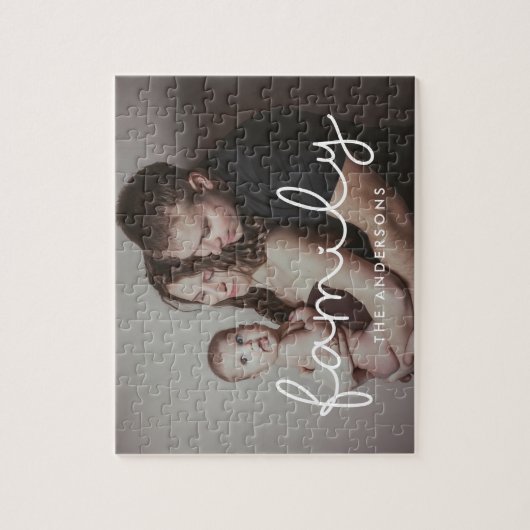 Familie schattig whimsical script afbeelding legpuzzel (Verticaal)