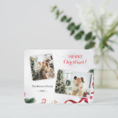 Familie Schattige Vrolijk Kerstfeest 2 Foto Feestdagenkaart (Staand voorkant)