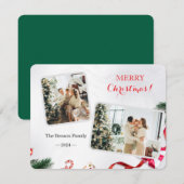 Familie Schattige Vrolijk Kerstfeest 2 Foto Feestdagenkaart (Voorkant / Achterkant)