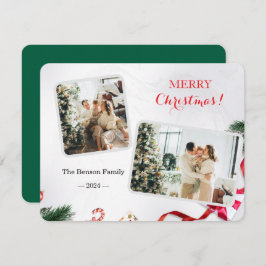 Familie Schattige Vrolijk Kerstfeest 2 Foto Feestdagenkaart
