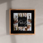 Familie script elegante moderne minimale fotocolla poster<br><div class="desc">Familie script elegante moderne minimal zwart gepersonaliseerde foto collage eenvoudige schone lijnen familie cadeau print.</div>