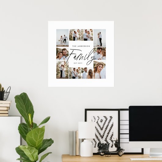 Familie script elegante moderne minimale fotocolla poster (Thuiskantoor)