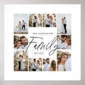 Familie script elegante moderne minimale fotocolla poster (Voorkant)