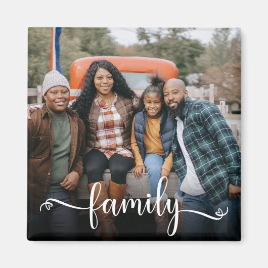 Familie Script Foto Magneet (Voorkant)