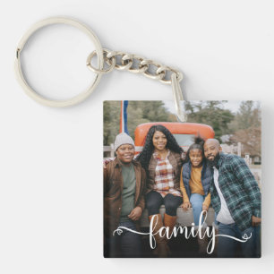 Familie Script Foto Sleutelhanger