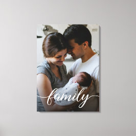 "Familie" Script Gepersonaliseerde Familie Foto Ca Canvas Afdruk