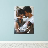 "Familie" Script Gepersonaliseerde Familie Foto Ca Canvas Afdruk (Insitu (Houten vloer))