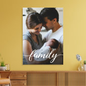 "Familie" Script Gepersonaliseerde Familie Foto Ca Canvas Afdruk (Insitu (Woonkamer))