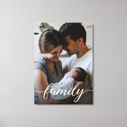 "Familie" Script Gepersonaliseerde Familie Foto Ca Canvas Afdruk (Voorkant)