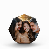 Familie Script Hart Octagon Foto Blok (Voorkant)
