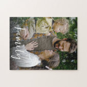 Familie Script Lettertype Aangepaste Foto  Legpuzzel (Horizontaal)