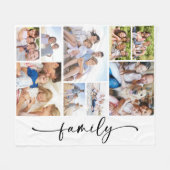 Familie Script Multi Photo Collage Fleece Deken (Voorkant (Horizontaal))