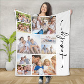 Familie Script Multi Photo Collage Fleece Deken