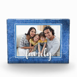 FAMILIE Script Overlay Denim Fotoblokken