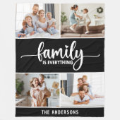 Familie Script Typografie Foto Collage Fleece Deken (Voorkant)