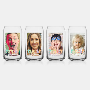 Familie Set gepersonaliseerde foto   Naam Blikvorm Glas