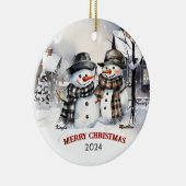 Familie Sneeuwman Gepersonaliseerde Kerst Ornament (Rechts)