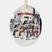 Familie Sneeuwman Gepersonaliseerde Kerst Ornament (Rechts)