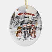 Familie Sneeuwman Gepersonaliseerde Kerst Ornament (Rechts)