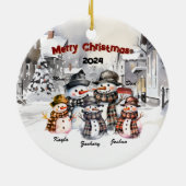 Familie Sneeuwman Gepersonaliseerde Kerst Ornament (Achterkant)