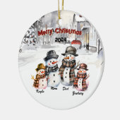Familie Sneeuwman Gepersonaliseerde Kerst Ornament (Links)